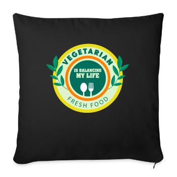 Vegetarian Balancing My Life - Sofa pillowcase 17,3'' x 17,3'' (45 x 45 cm) - black - Front