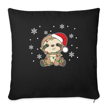 paresseux Noël Hiver Animaux paresseux - Housse de coussin décorative 45 x 45 cm - noir - Devant