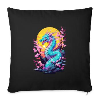 Dragon Anime Style japonais Vintage Esthétique - Housse de coussin décorative 45 x 45 cm - noir - Devant