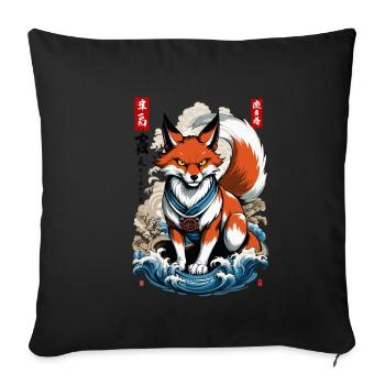 Ukiyo-E Art Style Japanese Kitsune Fox - Sofa pillowcase 17,3'' x 17,3'' (45 x 45 cm) - black - Front