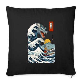 Cerfs-volants japonais vintage Ukiyo-E Japan Wave - Housse de coussin décorative 45 x 45 cm - noir - Devant
