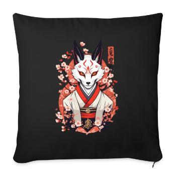 Japanische Kitsune Maske Anime Kawaii Fuchsgeist - Sofakissenbezug 45 x 45 cm - Schwarz - Vorne