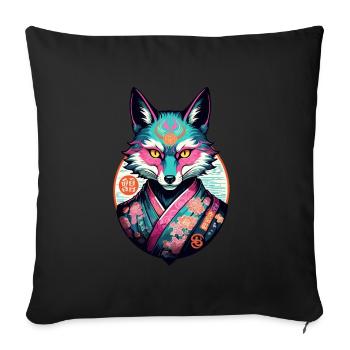 Japanische Kitsune Maske Anime Kawaii Fuchsgeist - Sofakissenbezug 45 x 45 cm - Schwarz - Vorne