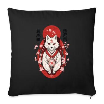 Japanische Kitsune Maske Anime Kawaii Fuchsgeist - Sofakissenbezug 45 x 45 cm - Schwarz - Vorne