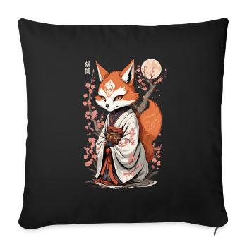 Kawaii Kitsune Japanese Kitsune Yokai Aesthetic - Sofa pillowcase 17,3'' x 17,3'' (45 x 45 cm) - black - Front