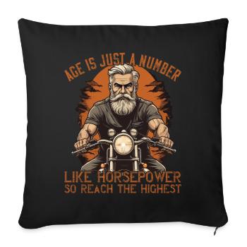 Age Is Horsepower Funny Biker Grandpa Design - Sofa pillowcase 17,3'' x 17,3'' (45 x 45 cm) - black - Front