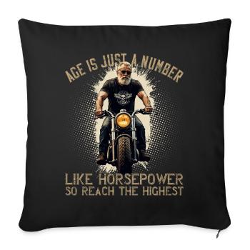L’âge est la puissance Funny Biker Grandpa Design - Housse de coussin décorative 45 x 45 cm - noir - Devant