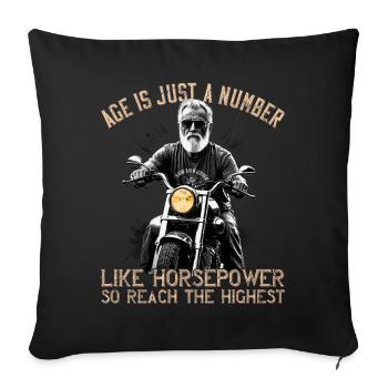 Age Is Horsepower Funny Biker Grandpa Design - Sofa pillowcase 17,3'' x 17,3'' (45 x 45 cm) - black - Front