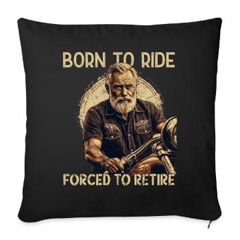 Drôle de motard à la retraite moto vintage rétro - Housse de coussin décorative 45 x 45 cm - noir - Devant