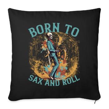 Saxophonist Rock Funny Jazz Music Design - Sofa pillowcase 17,3'' x 17,3'' (45 x 45 cm) - black - Front