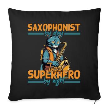 Dicton de saxophone amusant pour les fans de musique jazz - Housse de coussin décorative 45 x 45 cm - noir - Devant