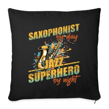 Saxophone drôle disant Jazz Music Design - Housse de coussin décorative 45 x 45 cm - noir - Devant