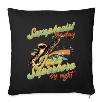 Funny Saxophone Design Jazz Music Lover - Sofa pillowcase 17,3'' x 17,3'' (45 x 45 cm) - black - Front