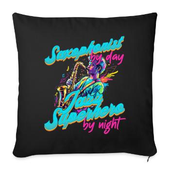 Conception de saxophone amusante pour les amateurs de musique jazz - Housse de coussin décorative 45 x 45 cm - noir - Devant