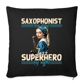 Saxophone Drôle Design Jazz Amateur de musique - Housse de coussin décorative 45 x 45 cm - noir - Devant
