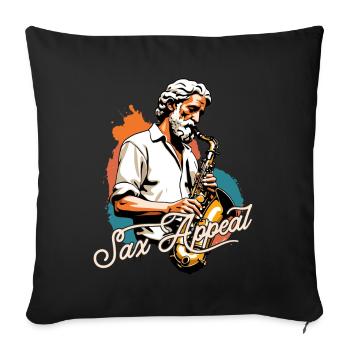 Funny saxophone design with sax appeal - Sofa pillowcase 17,3'' x 17,3'' (45 x 45 cm) - black - Front