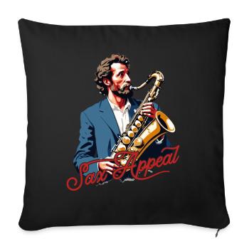 Funny Saxophone Sax Appeal Jazz Music Lover - Sofa pillowcase 17,3'' x 17,3'' (45 x 45 cm) - black - Front