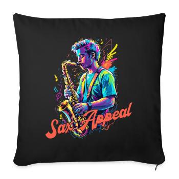 Conception de saxophone amusante pour les amateurs de musique jazz - Housse de coussin décorative 45 x 45 cm - noir - Devant