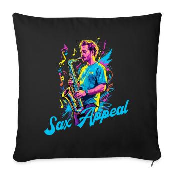 Saxophone Drôle Design Jazz Amateur de musique - Housse de coussin décorative 45 x 45 cm - noir - Devant