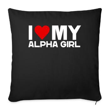 J’aime ma petite amie alpha Amour de la Saint-Valentin - Housse de coussin décorative 45 x 45 cm - noir - Devant