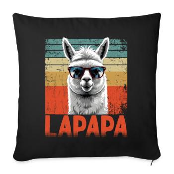 Lapapa Drôle Lama Papa Style parfait pour la fête des pères - Housse de coussin décorative 45 x 45 cm - noir - Devant