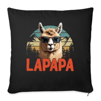 Lapapa Funny Llama Father Perfect Style - Sofa pillowcase 17,3'' x 17,3'' (45 x 45 cm) - black - Front