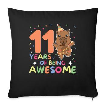Capybara pour ses 11 ans enfants de onze ans - Housse de coussin décorative 45 x 45 cm - noir - Devant