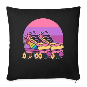 Retro-Rollschuhe Rollerblader - Sofakissenbezug 45 x 45 cm - Schwarz - Vorne