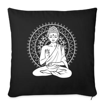 Meditierender Buddha Meditationstrainer - Sofakissenbezug 45 x 45 cm - Schwarz - Vorne