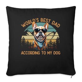 Meilleur chien au monde papa bouledogue français amour - Housse de coussin décorative 45 x 45 cm - noir - Devant