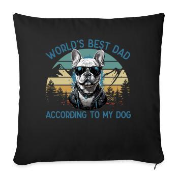Meilleur chien du monde papa bouledogue français - Housse de coussin décorative 45 x 45 cm - noir - Devant