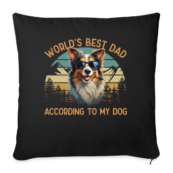 Meilleur design de berger australien de papa de chien au monde - Housse de coussin décorative 45 x 45 cm - noir - Devant