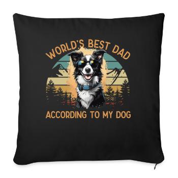 Meilleur chien du monde papa berger australien - Housse de coussin décorative 45 x 45 cm - noir - Devant