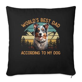 Meilleur chien du monde papa berger australien Love - Housse de coussin décorative 45 x 45 cm - noir - Devant