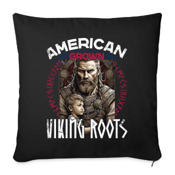 De fières racines nordiques vikings américaines - Housse de coussin décorative 45 x 45 cm - noir - Devant