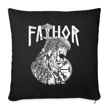 Fier Viking Papa Vathor Père nordique - Housse de coussin décorative 45 x 45 cm - noir - Devant