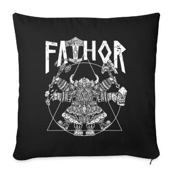 Wikinger Papa Vathor Lustiges Wikinger Design - Sofakissenbezug 45 x 45 cm - Schwarz - Vorne