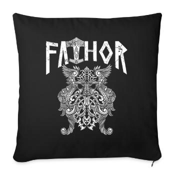 Viking Papa Vathor Nœud runique nordique - Housse de coussin décorative 45 x 45 cm - noir - Devant