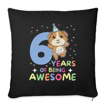 Cochon d’Inde pour les enfants de 6 ans - Housse de coussin décorative 45 x 45 cm - noir - Devant