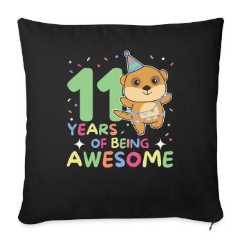 Suricate pour ses 11 ans Enfants onze ans - Housse de coussin décorative 45 x 45 cm - noir - Devant