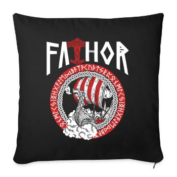 Viking Papa Vathor Bateau viking nordique - Housse de coussin décorative 45 x 45 cm - noir - Devant