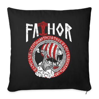 Conception du navire viking nordique Papa Vathor - Housse de coussin décorative 45 x 45 cm - noir - Devant