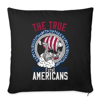 American Viking Nordic Roots with Boat - Sofa pillowcase 17,3'' x 17,3'' (45 x 45 cm) - black - Front