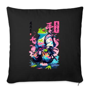 Samouraï Grenouille Esthétique Vaporwave Style Japon - Housse de coussin décorative 45 x 45 cm - noir - Devant