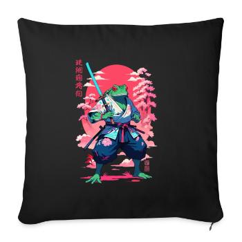 Samouraï Grenouille Esthétique Vaporwave Style Japon - Housse de coussin décorative 45 x 45 cm - noir - Devant