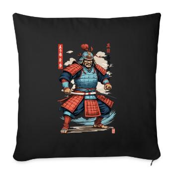 Vintage Ukiyo-E Style Japanese Samurai Artwork - Sofa pillowcase 17,3'' x 17,3'' (45 x 45 cm) - black - Front