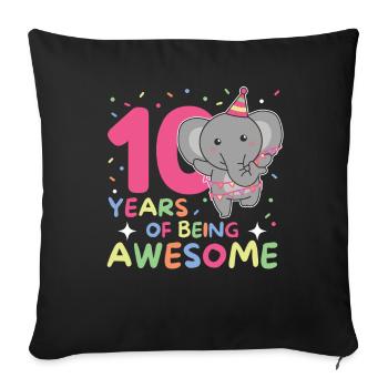 Éléphant pour les enfants de 10 ans - Housse de coussin décorative 45 x 45 cm - noir - Devant