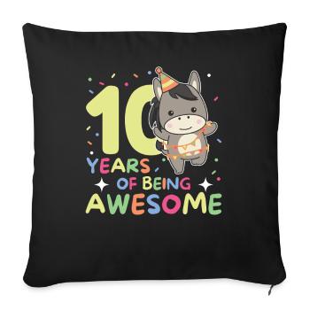 Âne pour les 10 ans Enfants de dix ans - Housse de coussin décorative 45 x 45 cm - noir - Devant