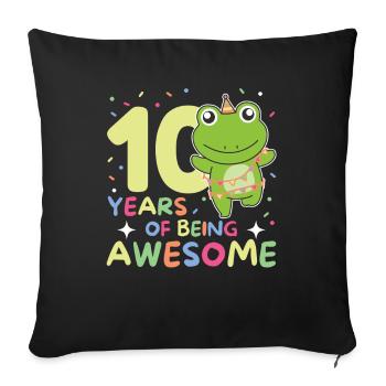 Grenouille pour ses 10 ans Enfants de dix ans - Housse de coussin décorative 45 x 45 cm - noir - Devant