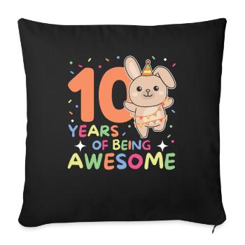 Lapin pour ses 10 ans enfants de dix ans - Housse de coussin décorative 45 x 45 cm - noir - Devant